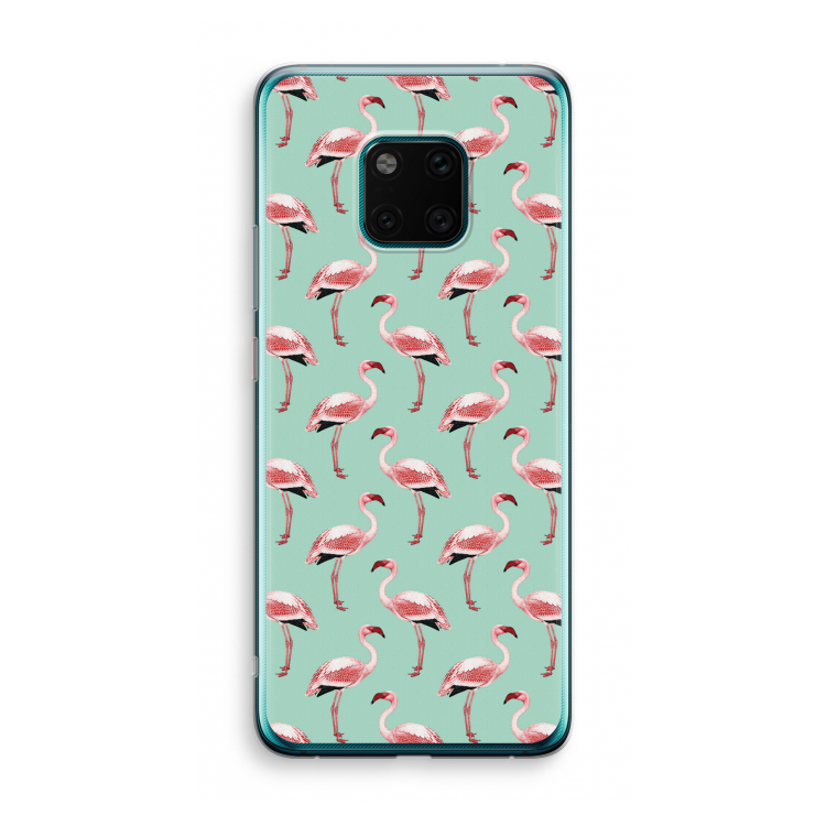 Flamingoprint groen: Huawei Mate 20 Pro Transparant Hoesje