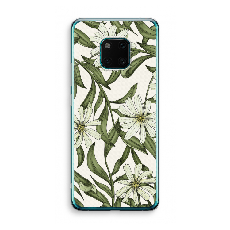 Wit bloemenpatroon: Huawei Mate 20 Pro Transparant Hoesje