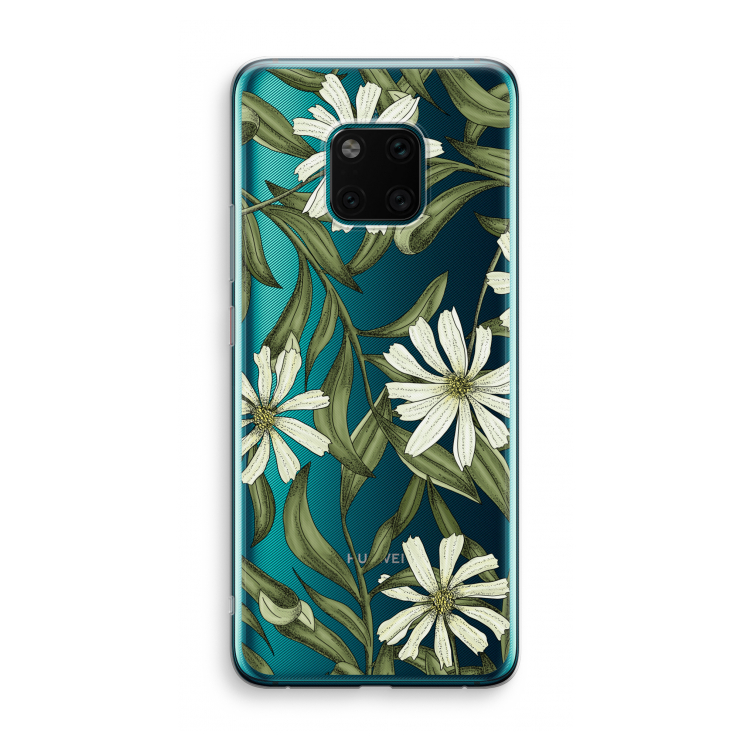 Wit bloemenpatroon: Huawei Mate 20 Pro Transparant Hoesje