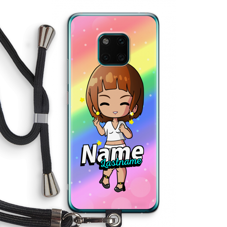 Chibi Maker vrouw: Huawei Mate 20 Pro Transparant Hoesje met koord