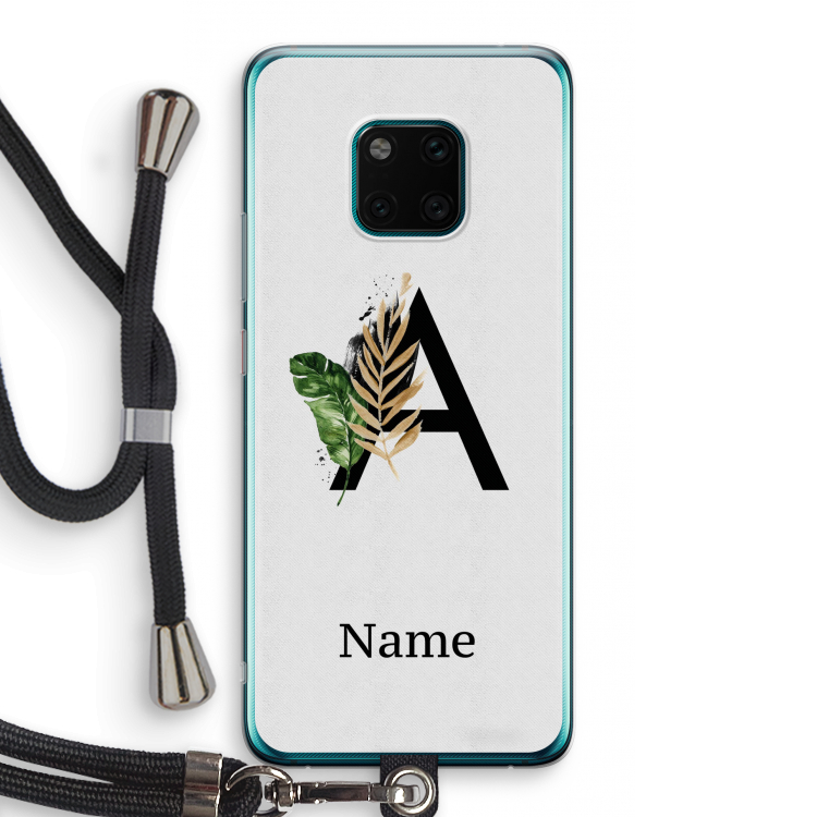 Charcoal Flora: Huawei Mate 20 Pro Transparant Hoesje met koord