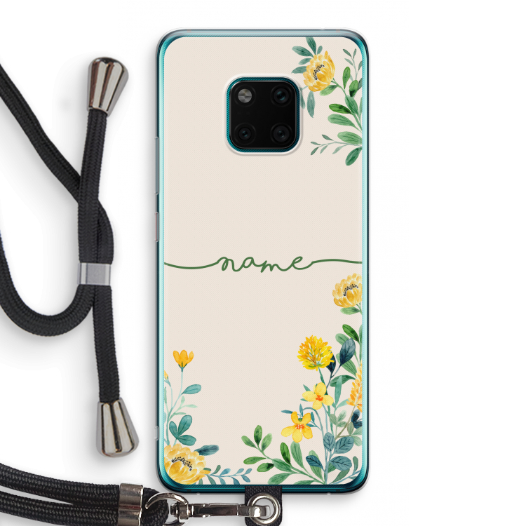 Gele bloemen: Huawei Mate 20 Pro Transparant Hoesje met koord