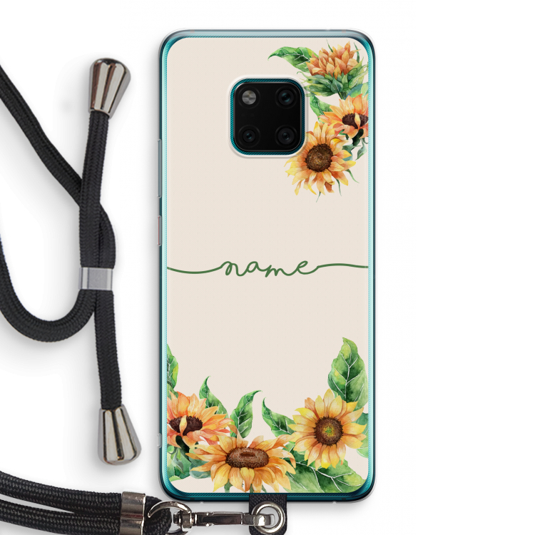Zonnebloemen: Huawei Mate 20 Pro Transparant Hoesje met koord