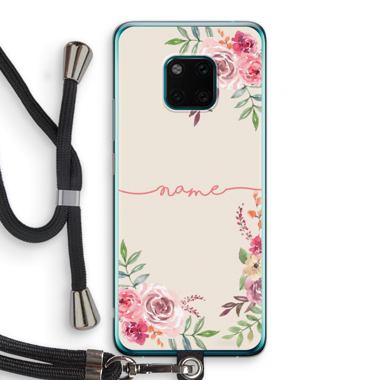 Rozen: Huawei Mate 20 Pro Transparant Hoesje met koord
