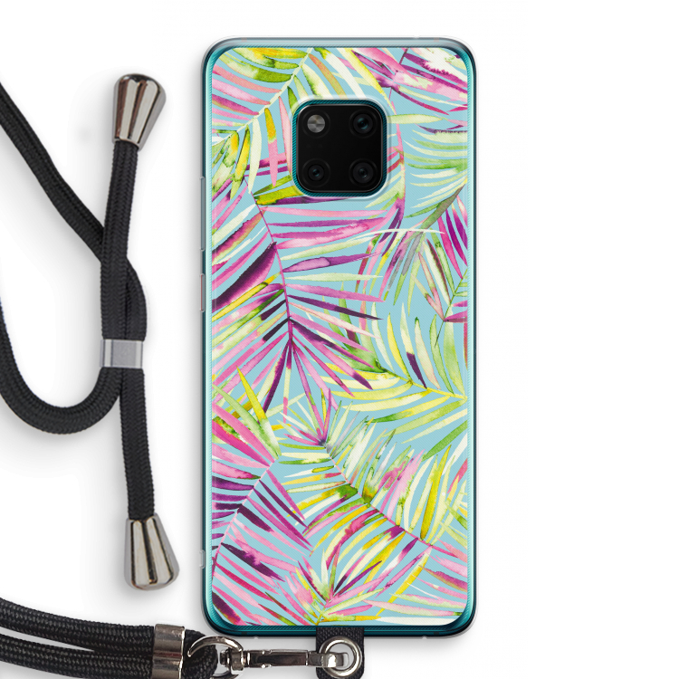 Tropical Palms Blue: Huawei Mate 20 Pro Transparant Hoesje met koord