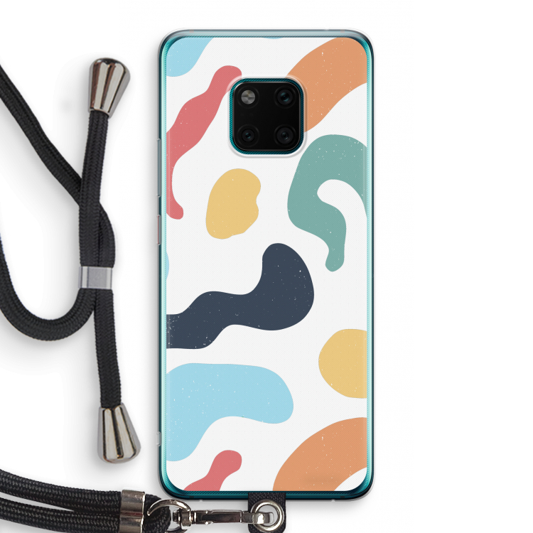 Memphis Shapes Blue: Huawei Mate 20 Pro Transparant Hoesje met koord