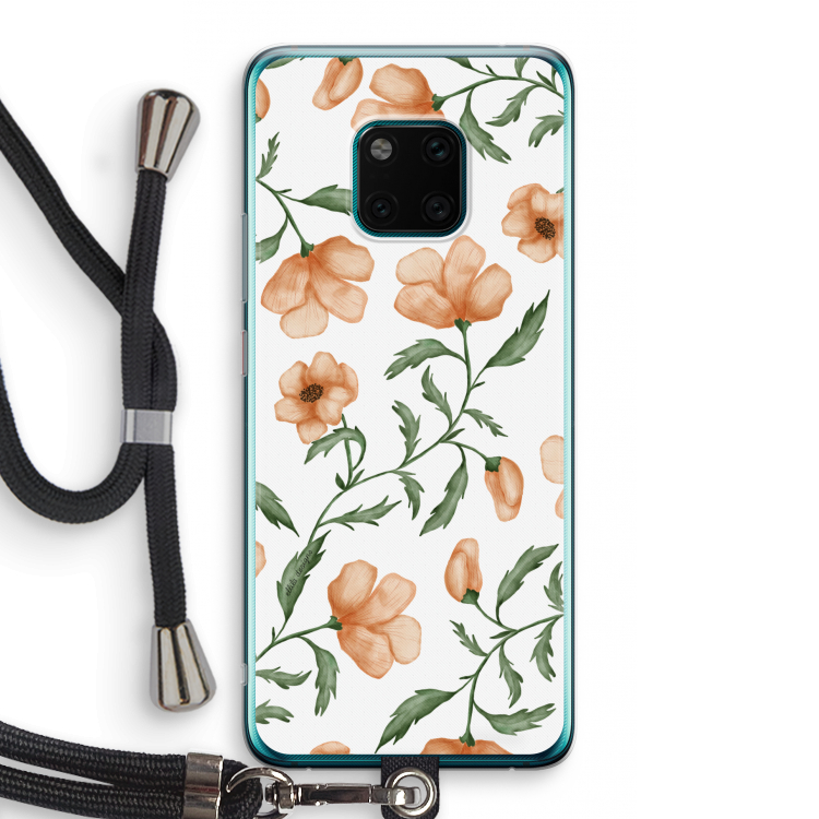 Peachy flowers: Huawei Mate 20 Pro Transparant Hoesje met koord