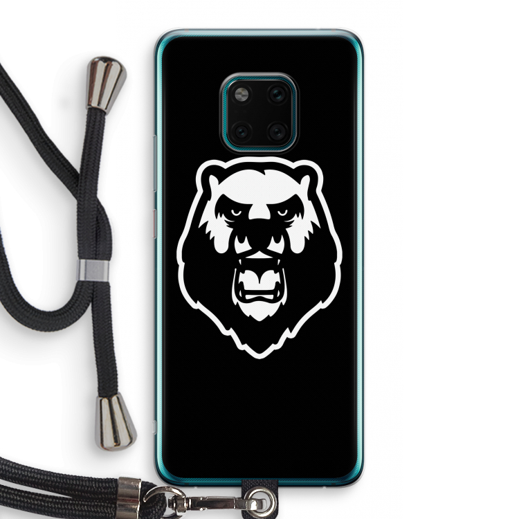 Angry Bear (black): Huawei Mate 20 Pro Transparant Hoesje met koord