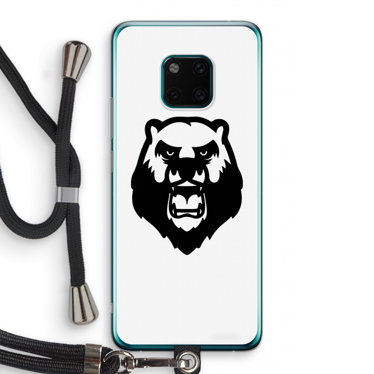 Angry Bear (white): Huawei Mate 20 Pro Transparant Hoesje met koord