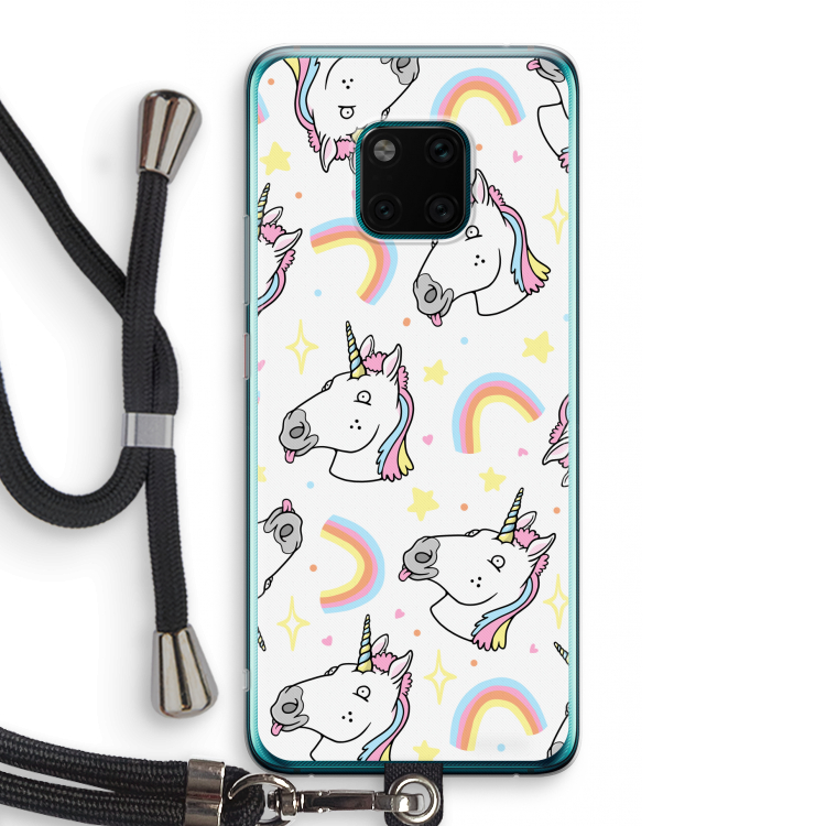 Rainbow Unicorn: Huawei Mate 20 Pro Transparant Hoesje met koord
