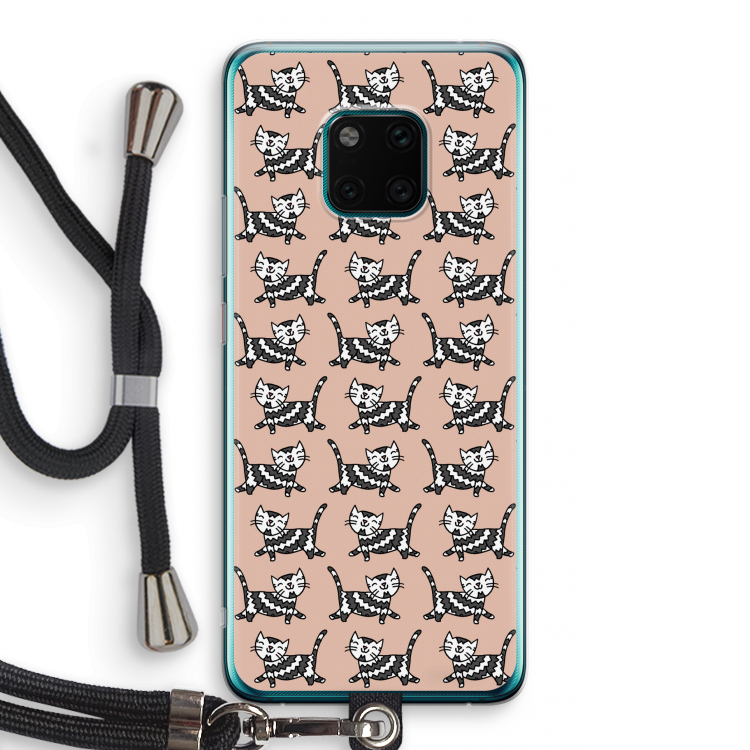 Zwarte poes: Huawei Mate 20 Pro Transparant Hoesje met koord