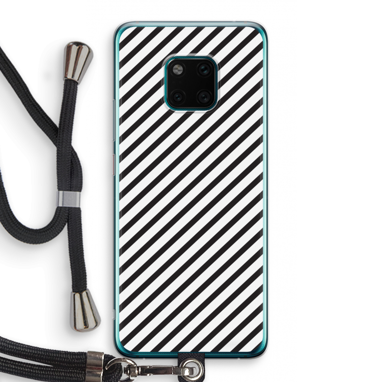 Strepen zwart-wit: Huawei Mate 20 Pro Transparant Hoesje met koord
