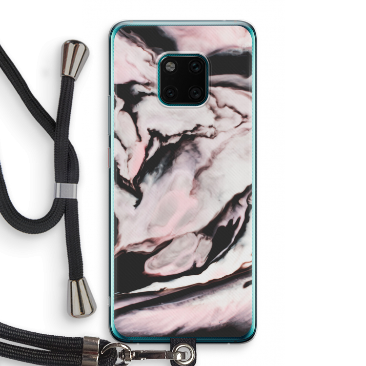 Roze stroom: Huawei Mate 20 Pro Transparant Hoesje met koord