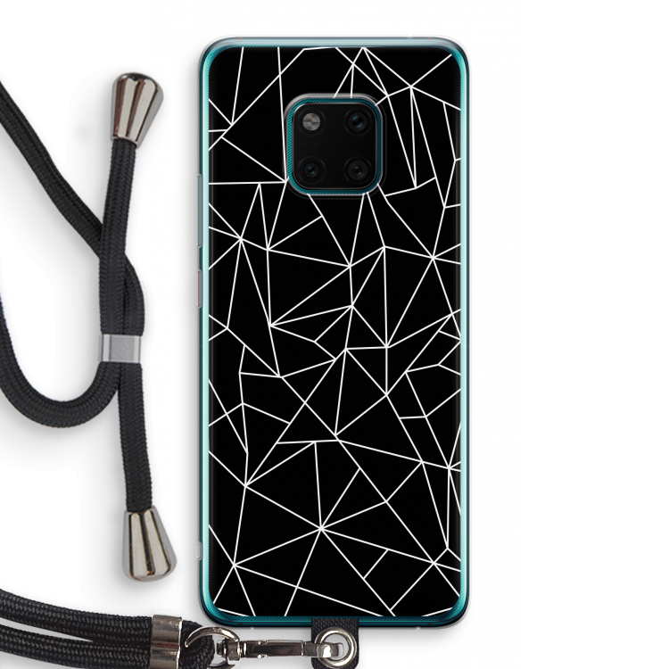 Geometrische lijnen wit: Huawei Mate 20 Pro Transparant Hoesje met koord