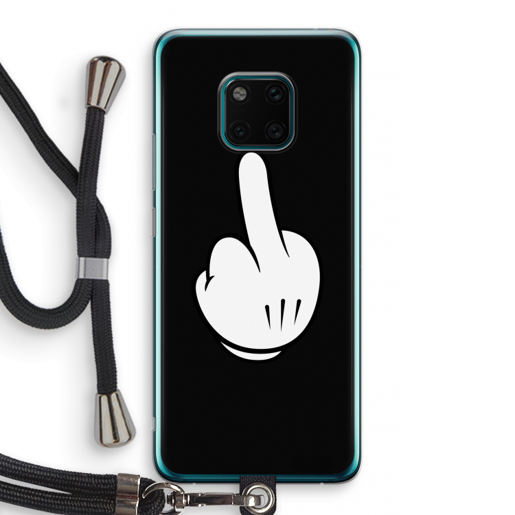 Middle finger black: Huawei Mate 20 Pro Transparant Hoesje met koord