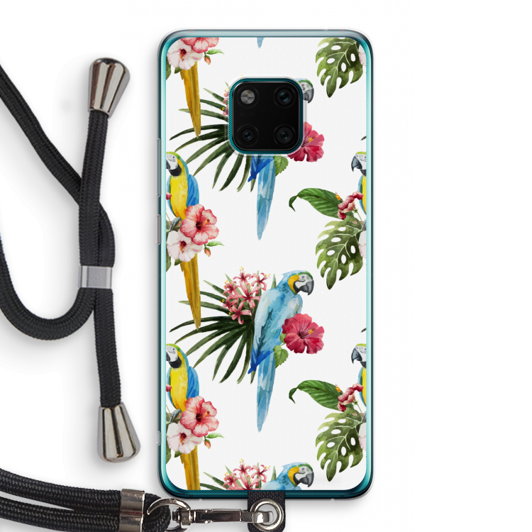 Kleurrijke papegaaien: Huawei Mate 20 Pro Transparant Hoesje met koord