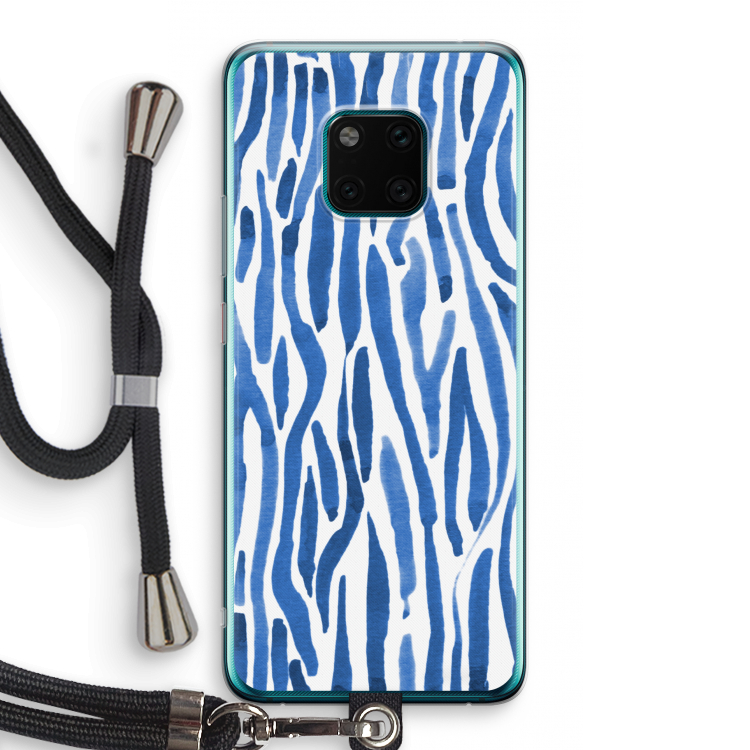 Blauwe nerven: Huawei Mate 20 Pro Transparant Hoesje met koord