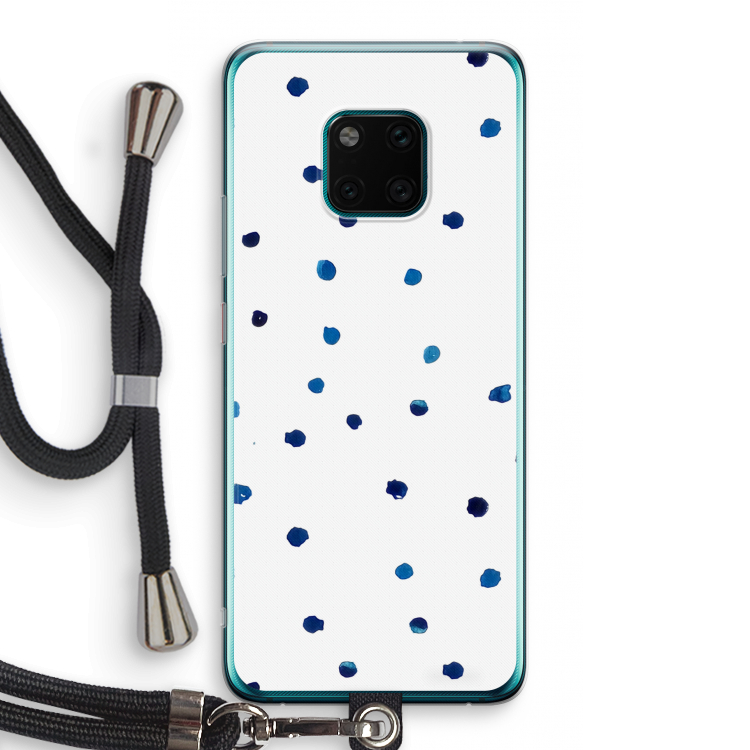 Blauwe stippen: Huawei Mate 20 Pro Transparant Hoesje met koord