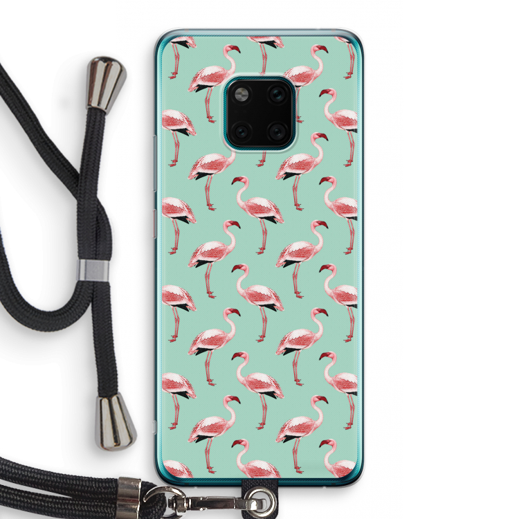 Flamingoprint groen: Huawei Mate 20 Pro Transparant Hoesje met koord