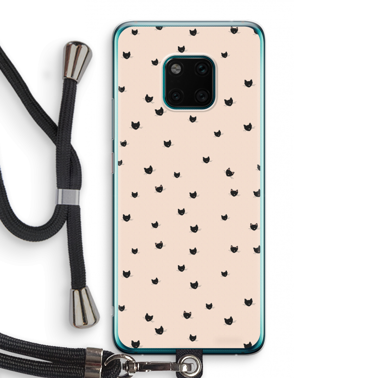 Kleine kattenkopjes: Huawei Mate 20 Pro Transparant Hoesje met koord