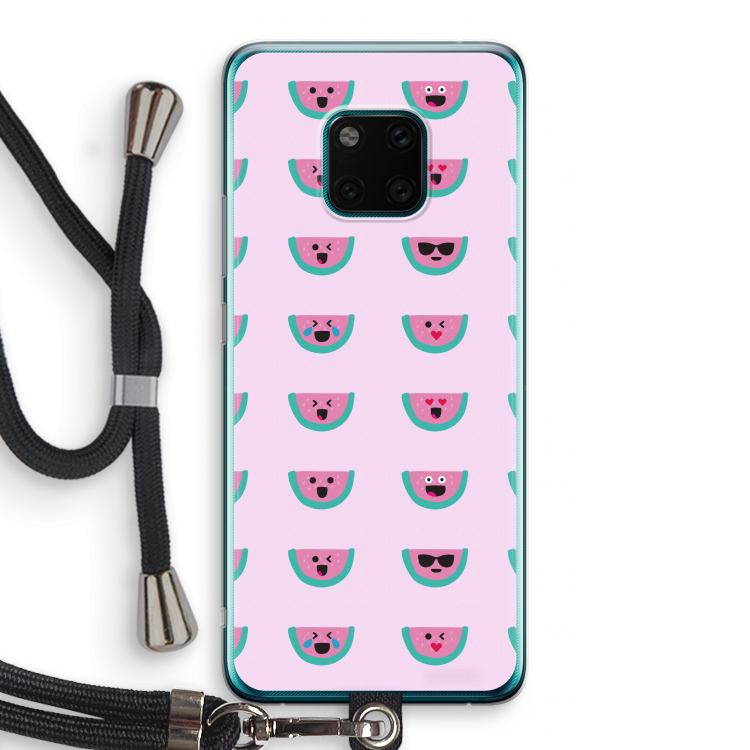 Smiley watermeloenprint: Huawei Mate 20 Pro Transparant Hoesje met koord
