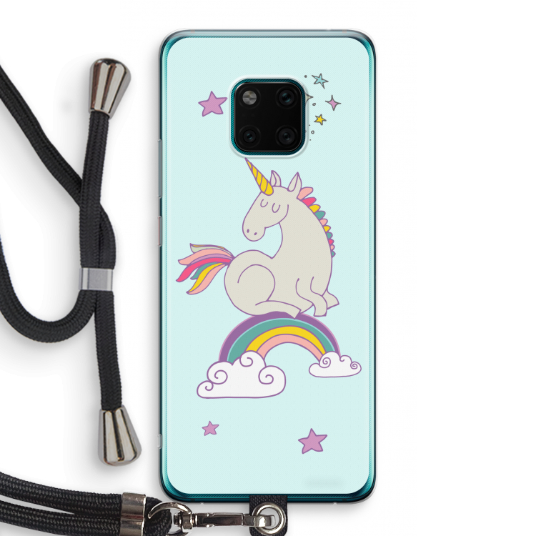 Regenboog eenhoorn: Huawei Mate 20 Pro Transparant Hoesje met koord