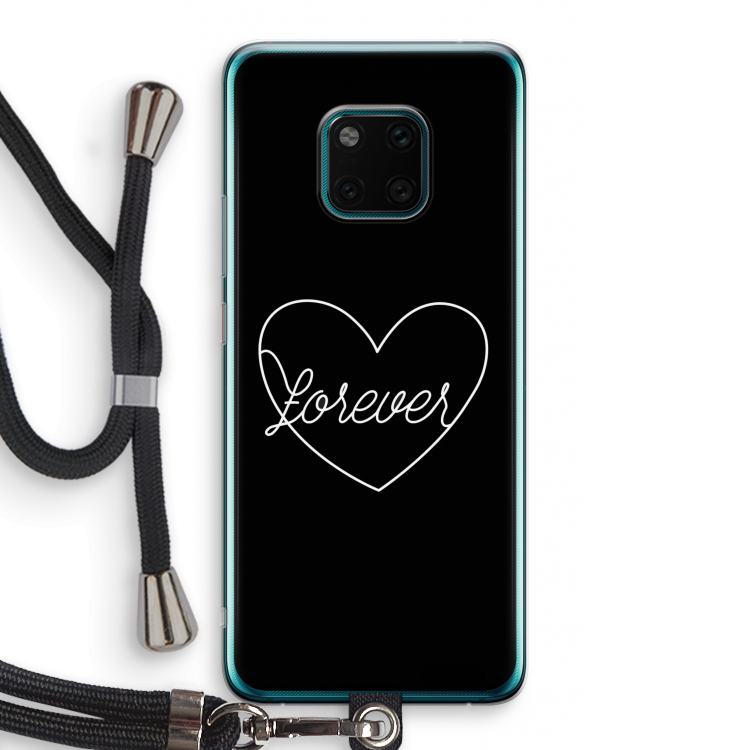 Forever heart black: Huawei Mate 20 Pro Transparant Hoesje met koord