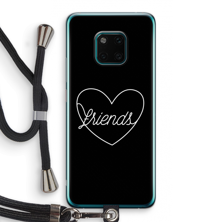 Friends heart black: Huawei Mate 20 Pro Transparant Hoesje met koord