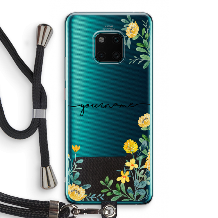 Gele bloemen: Huawei Mate 20 Pro Transparant Hoesje met koord