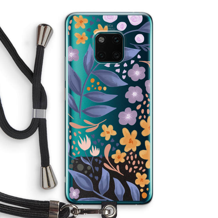 Flowers with blue leaves: Huawei Mate 20 Pro Transparant Hoesje met koord