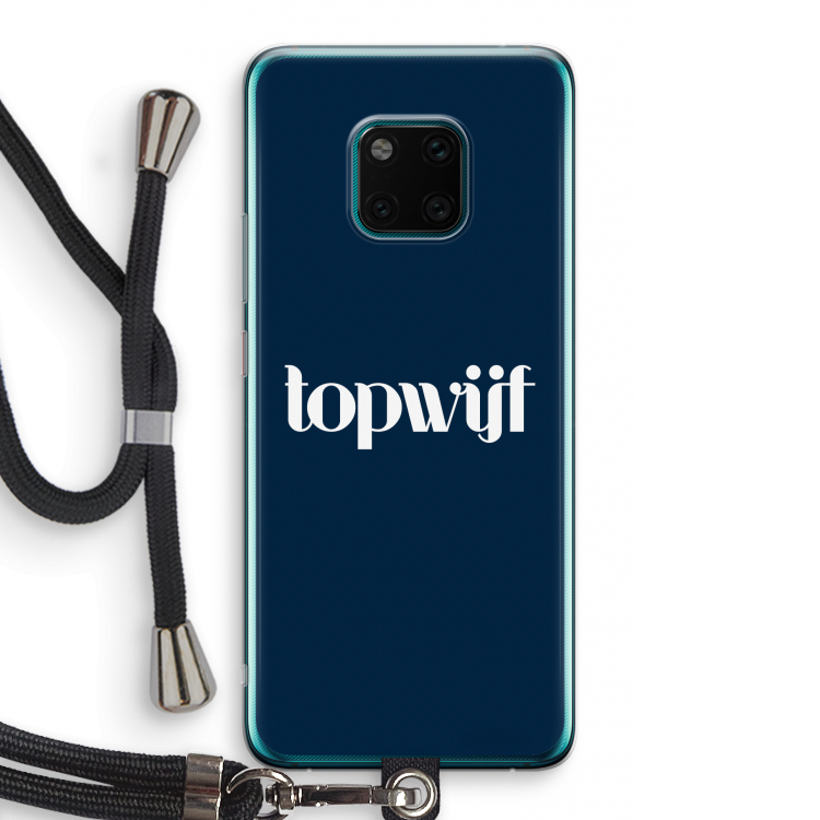 Topwijf Navy: Huawei Mate 20 Pro Transparant Hoesje met koord