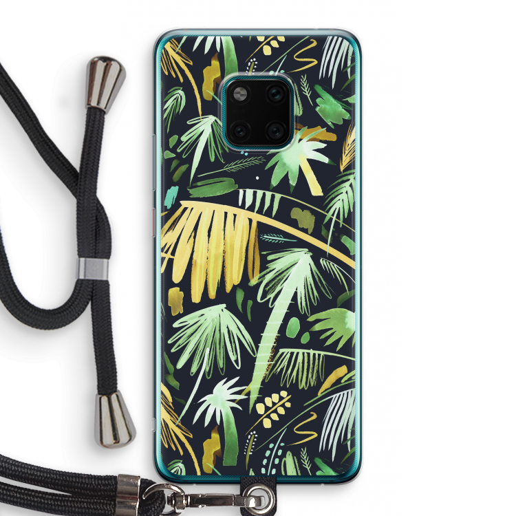 Tropical Palms Dark: Huawei Mate 20 Pro Transparant Hoesje met koord