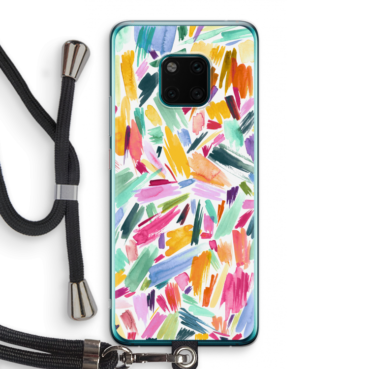 Watercolor Brushstrokes: Huawei Mate 20 Pro Transparant Hoesje met koord