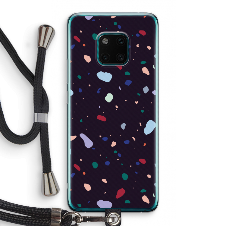 Dark Rounded Terrazzo: Huawei Mate 20 Pro Transparant Hoesje met koord