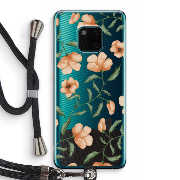 Peachy flowers: Huawei Mate 20 Pro Transparant Hoesje met koord