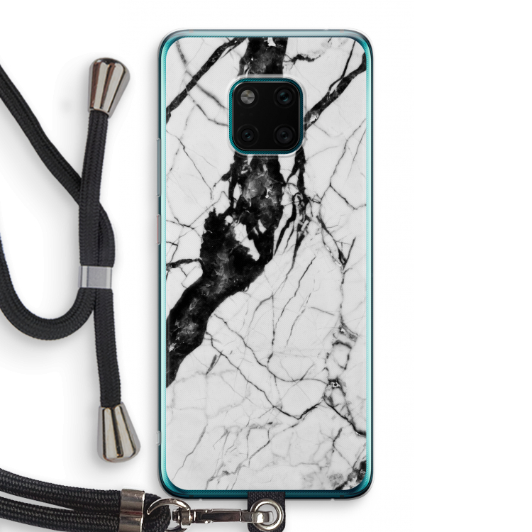 Witte marmer 2: Huawei Mate 20 Pro Transparant Hoesje met koord