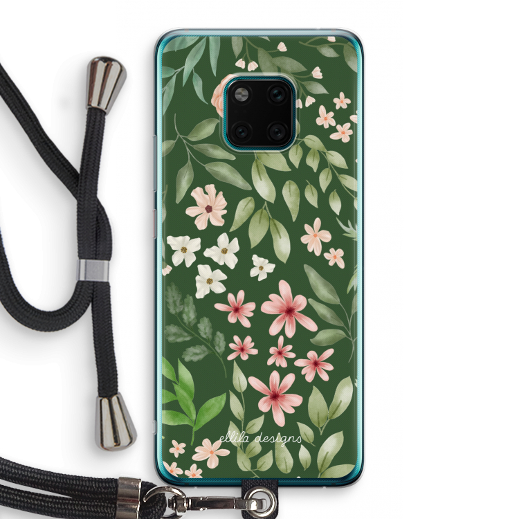 Botanical green sweet flower heaven: Huawei Mate 20 Pro Transparant Hoesje met koord