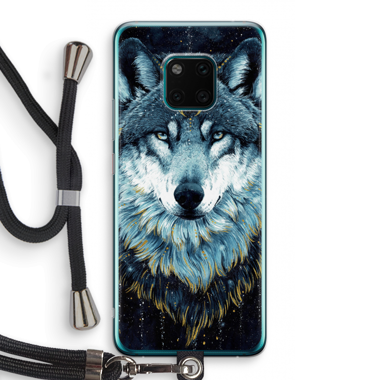 Darkness Wolf: Huawei Mate 20 Pro Transparant Hoesje met koord