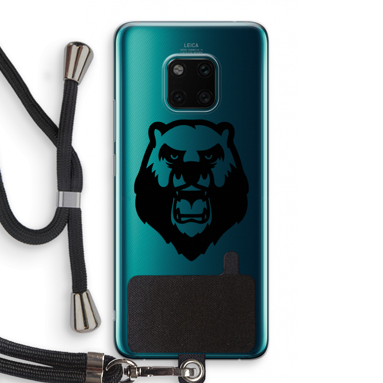 Angry Bear (black): Huawei Mate 20 Pro Transparant Hoesje met koord
