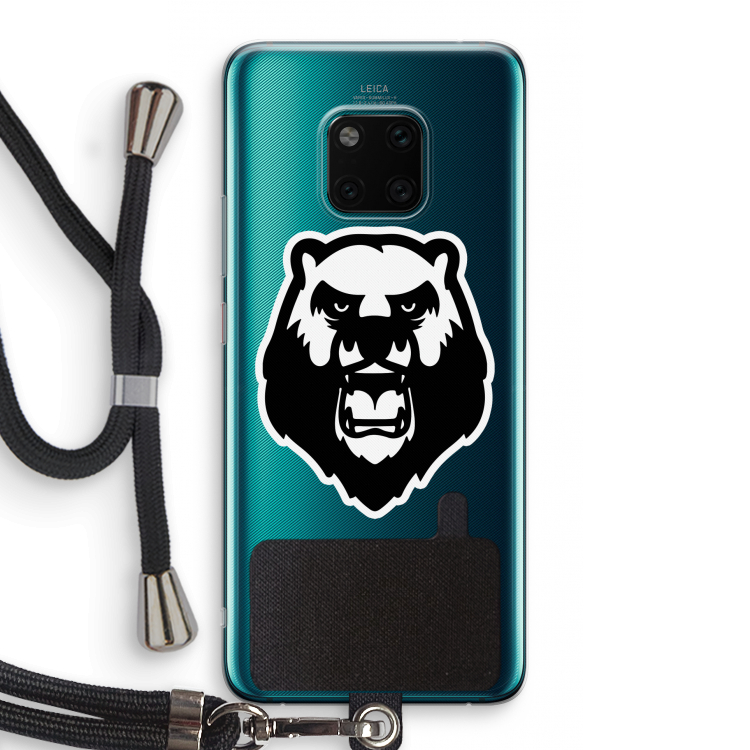 Angry Bear (white): Huawei Mate 20 Pro Transparant Hoesje met koord