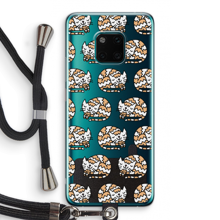 Slapende poes: Huawei Mate 20 Pro Transparant Hoesje met koord