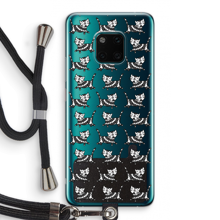 Zwarte poes: Huawei Mate 20 Pro Transparant Hoesje met koord