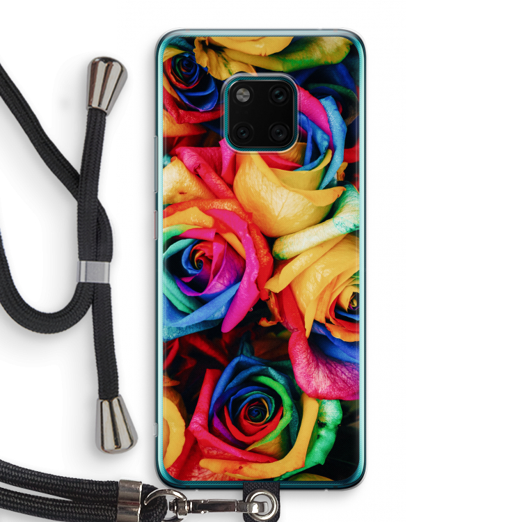 Neon bloemen: Huawei Mate 20 Pro Transparant Hoesje met koord