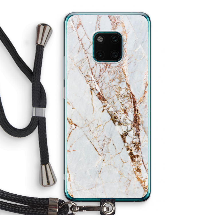 Goud marmer: Huawei Mate 20 Pro Transparant Hoesje met koord