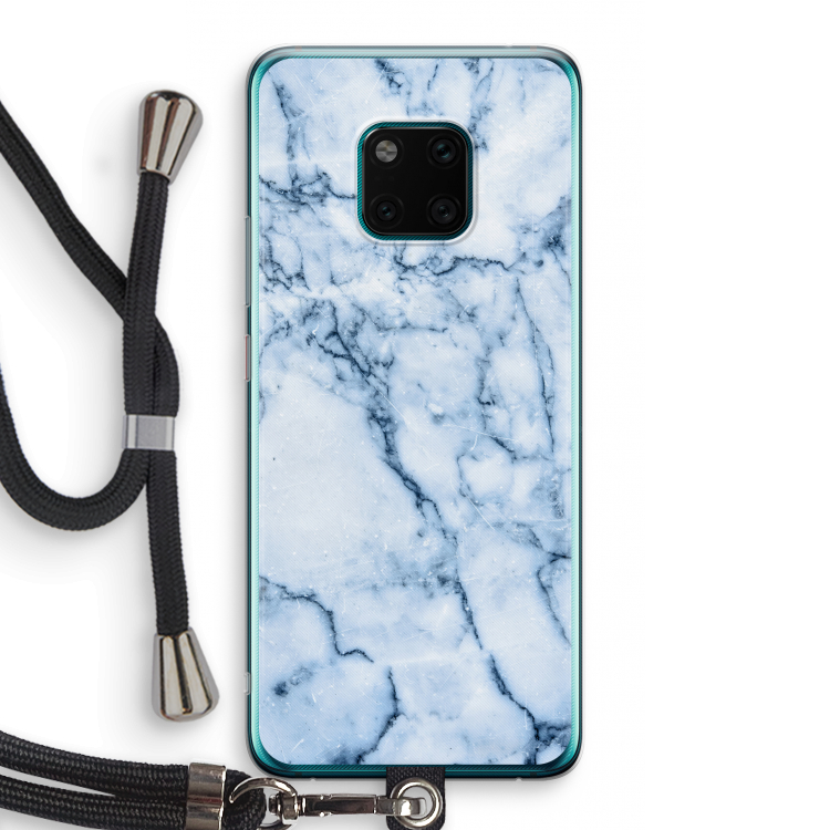 Blauw marmer: Huawei Mate 20 Pro Transparant Hoesje met koord