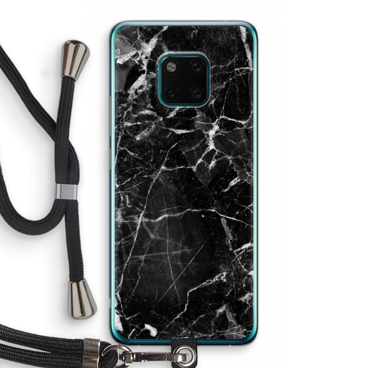 Zwart Marmer 2: Huawei Mate 20 Pro Transparant Hoesje met koord