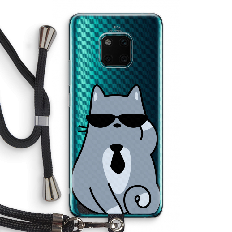 Cool cat: Huawei Mate 20 Pro Transparant Hoesje met koord