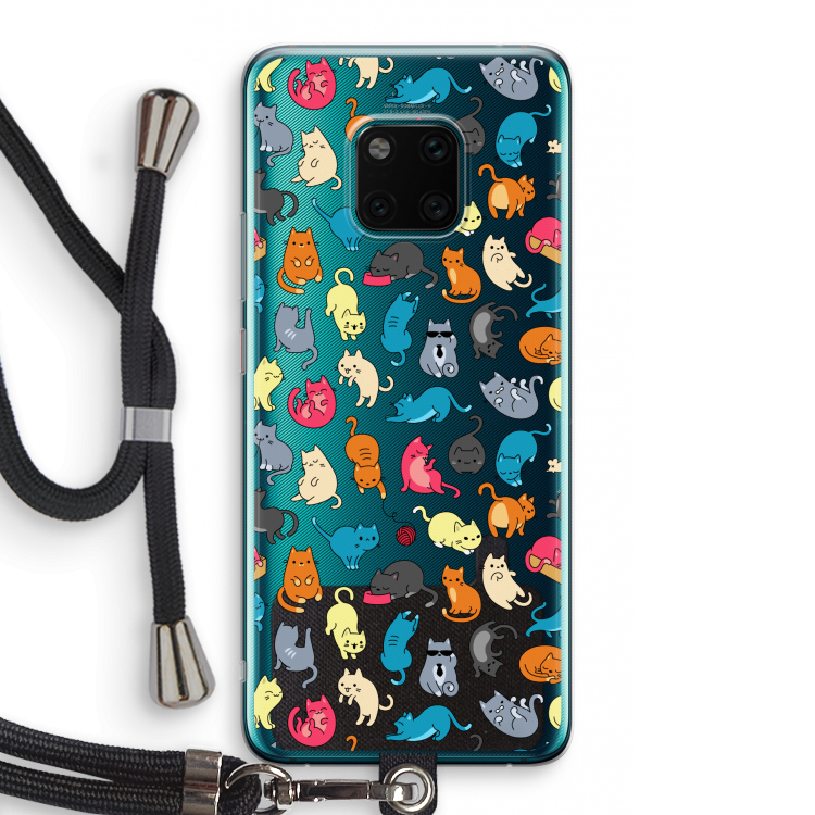 Kleurrijke katten: Huawei Mate 20 Pro Transparant Hoesje met koord