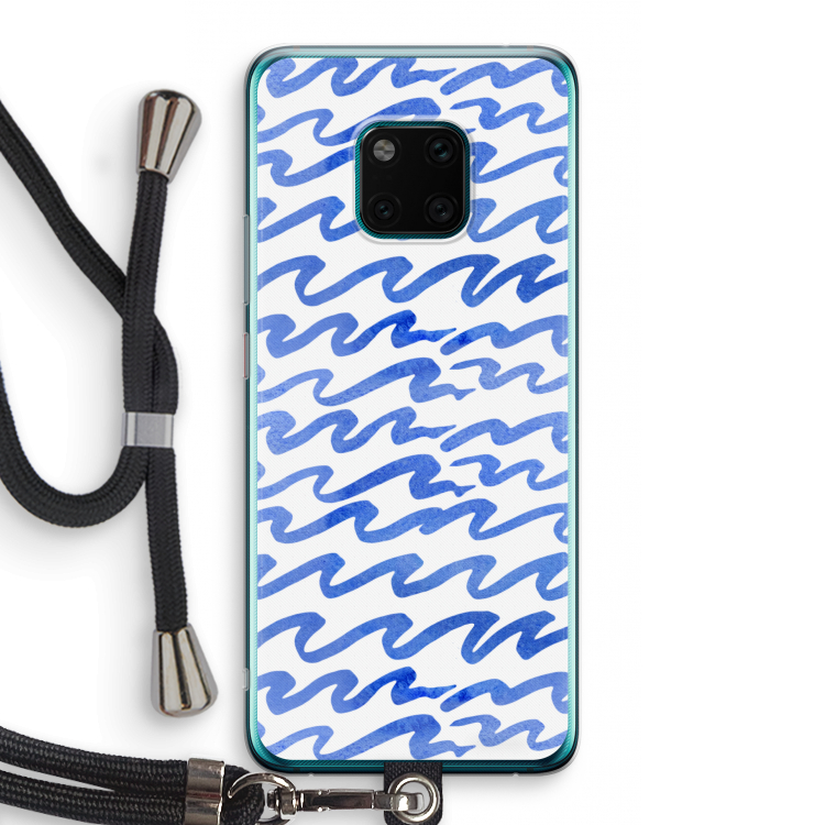 Blauwe golven: Huawei Mate 20 Pro Transparant Hoesje met koord