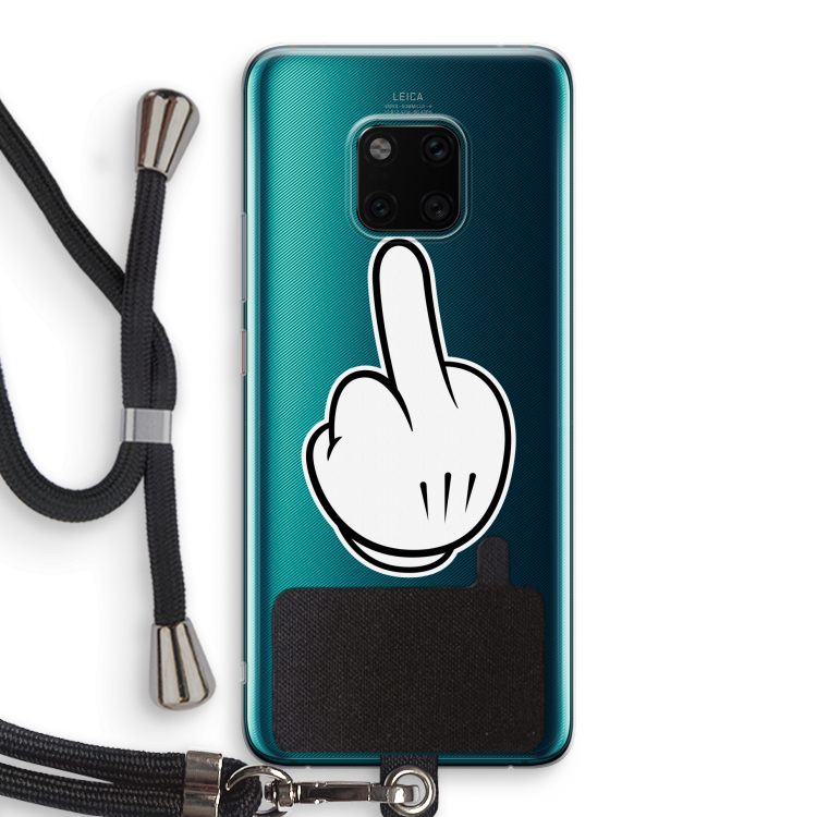 Middle finger black: Huawei Mate 20 Pro Transparant Hoesje met koord